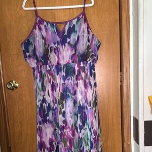 Artsy Purple Lilac Violet Watercolor Maxi Dress, Size 18/20 Lane Bryant